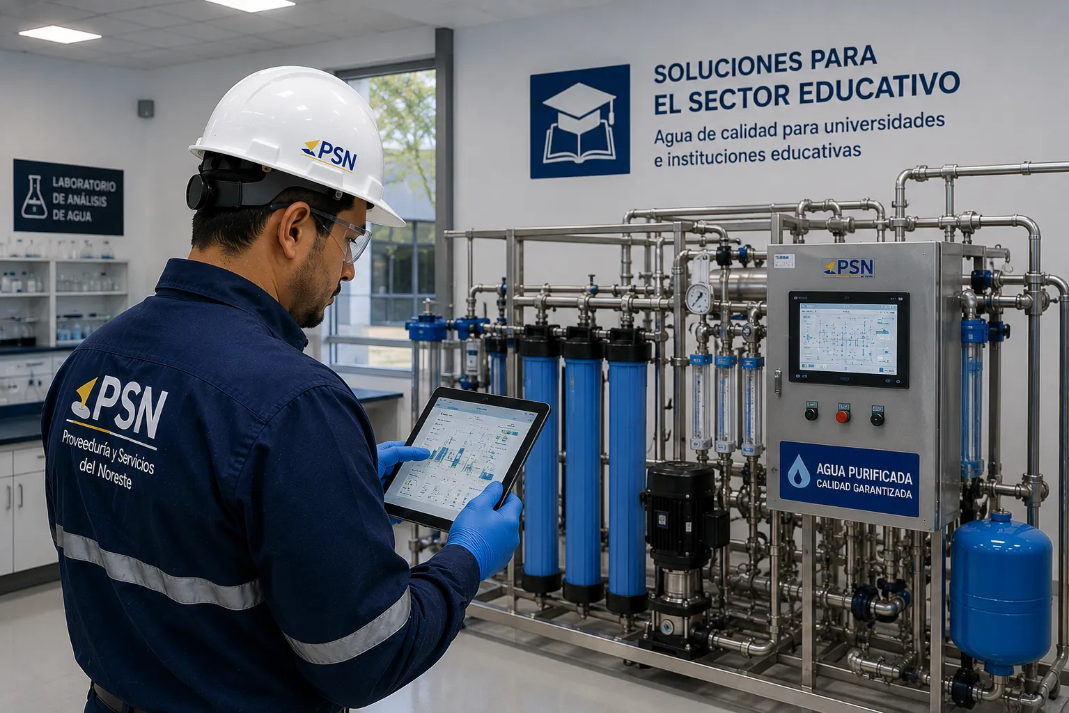 Laboratorio educativo con sistema de tratamiento de agua