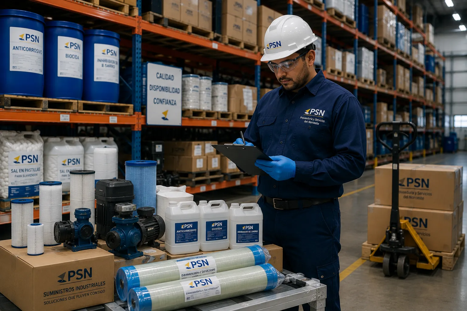 Almacén organizado de productos y suministros industriales